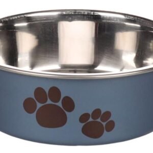 ჯამი მეტალის რეზინის ძირით ლურჯი 300მლ 12სმ / Feeding bowl kena metal blue 300ml 12cm