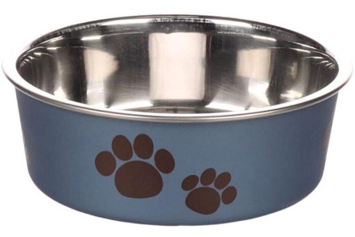 ჯამი მეტალის რეზინის ძირით ლურჯი 800მლ 17სმ / Feeding bowl kena metal blue 800ml 17cm - Image 1