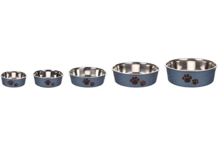 ჯამი მეტალის რეზინის ძირით ლურჯი 800მლ 17სმ / Feeding bowl kena metal blue 800ml 17cm - Image 2