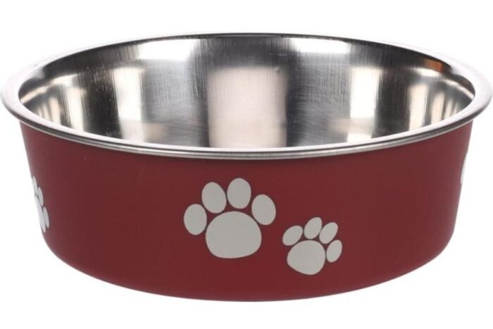 ჯამი მეტალის წითელი 450მლ 14სმ / Feeding bowl kena red 450ml 14cm - Image 1