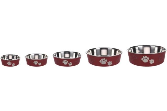 ჯამი მეტალის წითელი 450მლ 14სმ / Feeding bowl kena red 450ml 14cm - Image 2