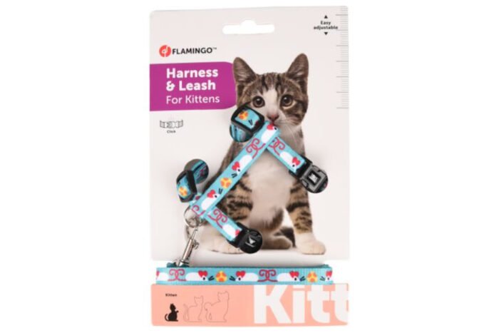 KITTEN HARNESS + LEASH ARWEN PRINT MOUSE 15-25CM 10MM - Image 1