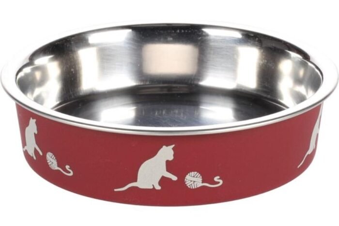 ჯამი მეტალის წითელი 160მლ 11,5სმ / Feeding bowl cat kena red 11,5cm160ml - Image 1