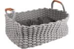 BASKET ENYA RECTANGULAR + CUSHION GREY 45x32x18CM
