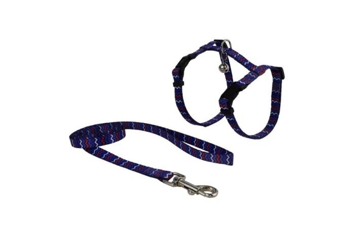 CAT HARNESS WITH LEASH WAVES PURPLE SMALL - Image 1