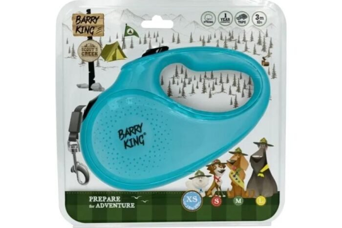 BARRY KING  retractable tape leash, turquoise, XS, 3m/10ft, up to 12kg - Image 1