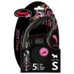 Flexi - ძაღლის სატარებელი რულეტკა შავი S 5მ/12კგ / flexi new classic cord S black 5m 12kg