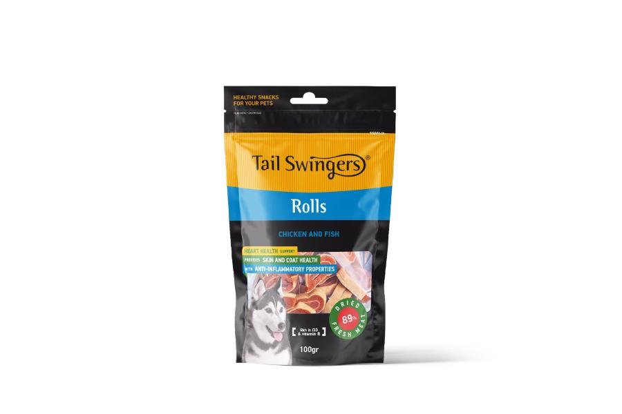 რულეტები ქათმის ხორცით თევზით 100 გრ / Tailswingers rolls chicken with fish 100 gr. - ZooLife.ge