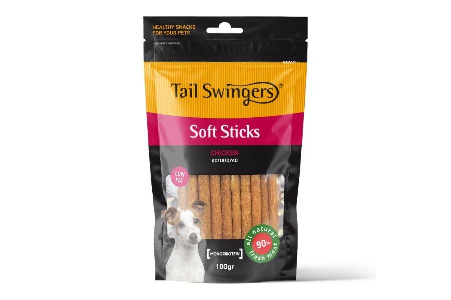 რბილი ჩხირები ქათმის ხორცით 100გრ / Tailswingers soft sticks with chicken 100gr - ZooLife.ge