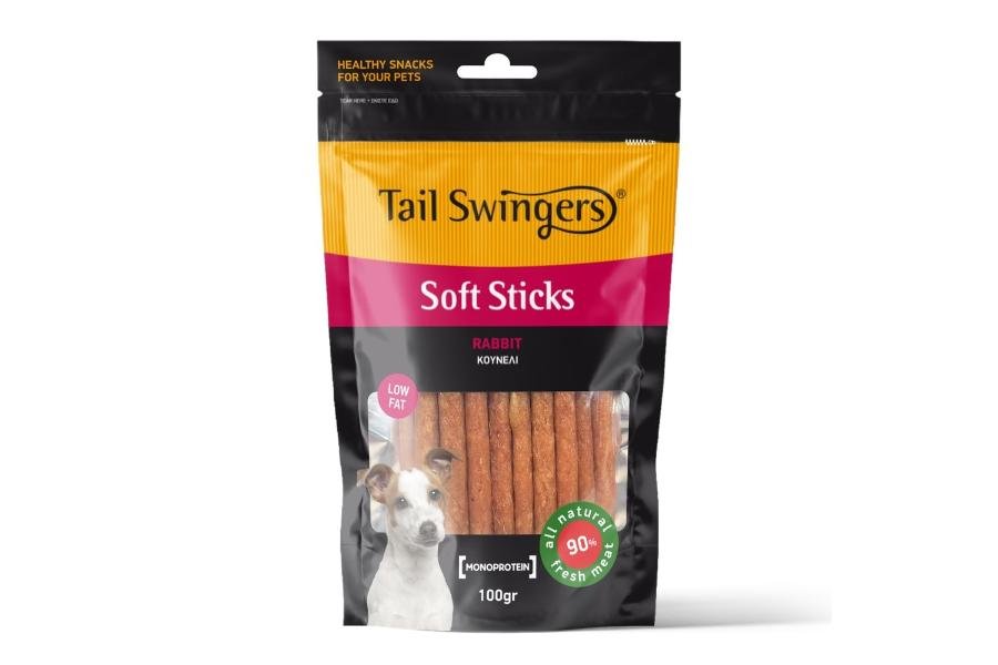 რბილი ჩხირები კურდღლის ხორცით 100 გრ / Tailswingers soft sticks with rabbit 100 gr - ZooLife.ge