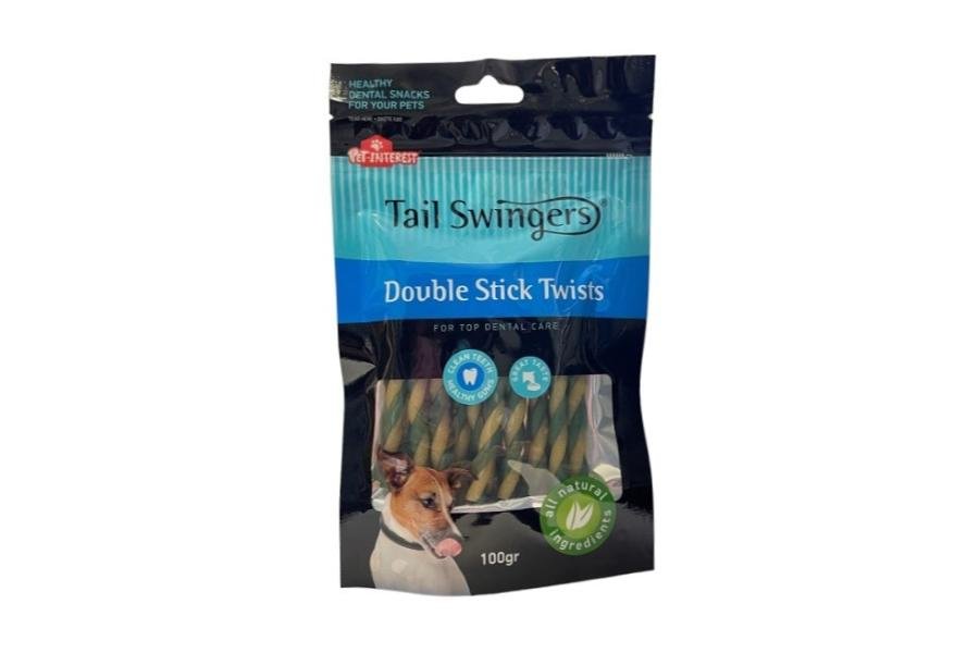 სტომატოლოგიური ორმაგი ჩხირები 100გრ / Tailswingers Dental Double Stick twists 100gr - ZooLife.ge