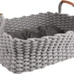 ცხოველების კალათა ბალიშით მართკუთხა ნაცრისფერი 45x32x18 სმ/Basket Enya rectangular+cushin grey 45x32x18cm