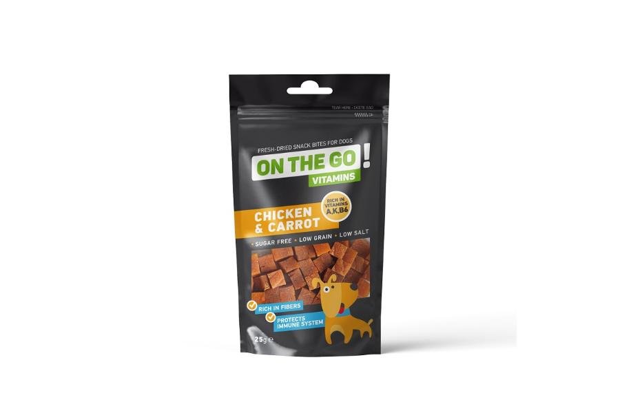 სნექი ვიტამინებით ქათამი&სტაფილო 25გრ / On The Go vitamins chicken&carrot 25gr - ZooLife.ge