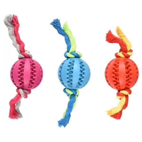 RUBBER DENTAL BALL WITH ROPE ASS 7CM