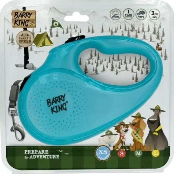 BARRY KING  retractable tape leash, turquoise, XS, 3m/10ft, up to 12kg