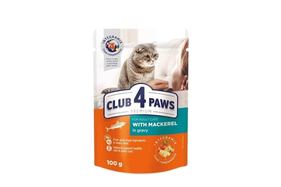 4820083908958_11.jpg კლუბი 4 თათი სველი საკვები კატებისთვის სკუმბრიის ხორცით ჟელეში 0,1 კგ - Image 1