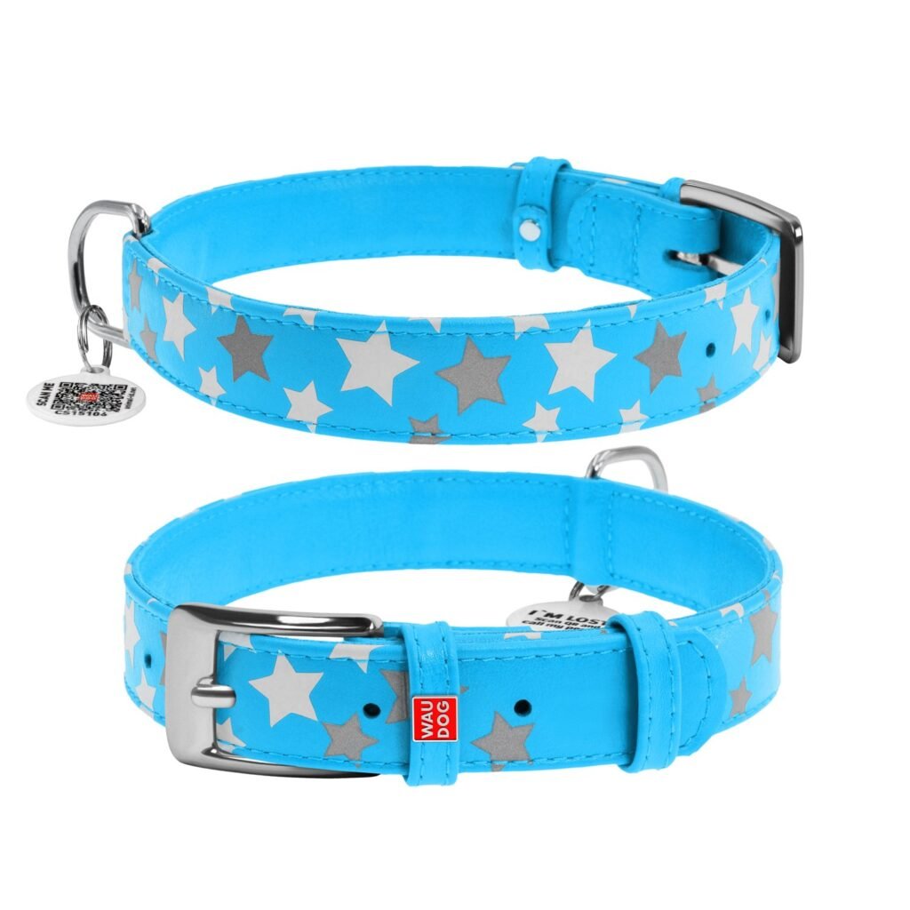 ძაღლის ტყავის საყელო QR პასპორტით -წითელი ზომა M 30-39სმ 20მმ - ZooLife.ge