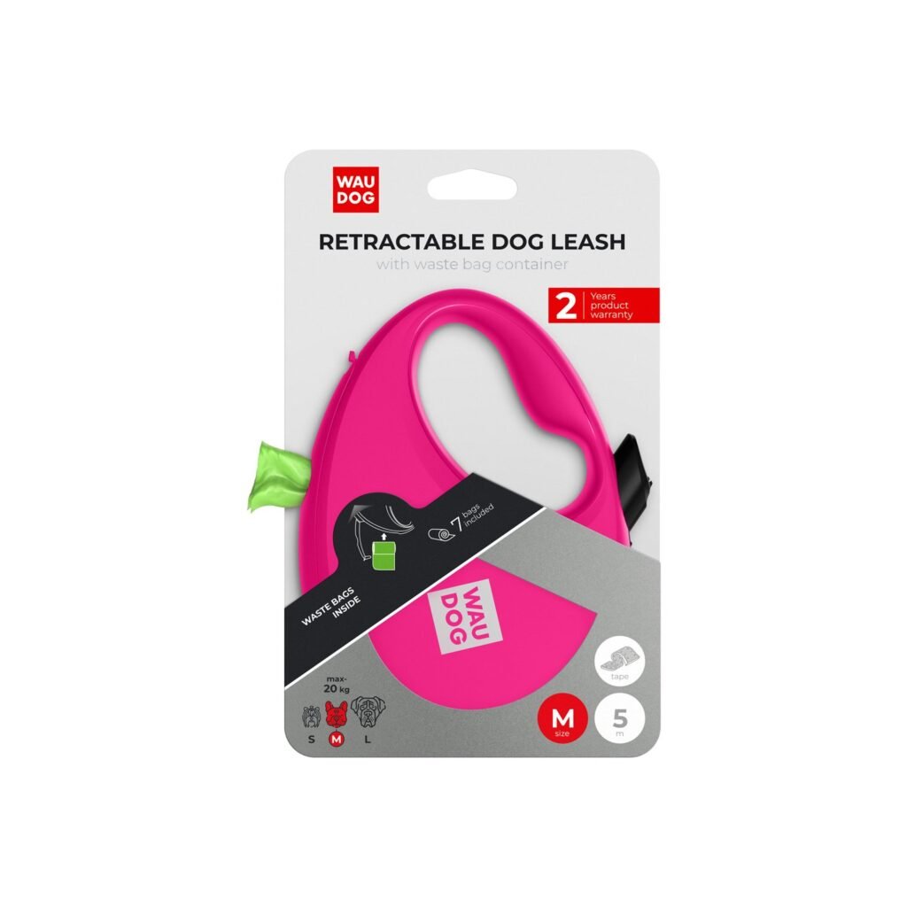 ძაღლის სატარებელი ამრეკლი ლენტით ზომა M 5მ  20კგ-მდე - ZooLife.ge