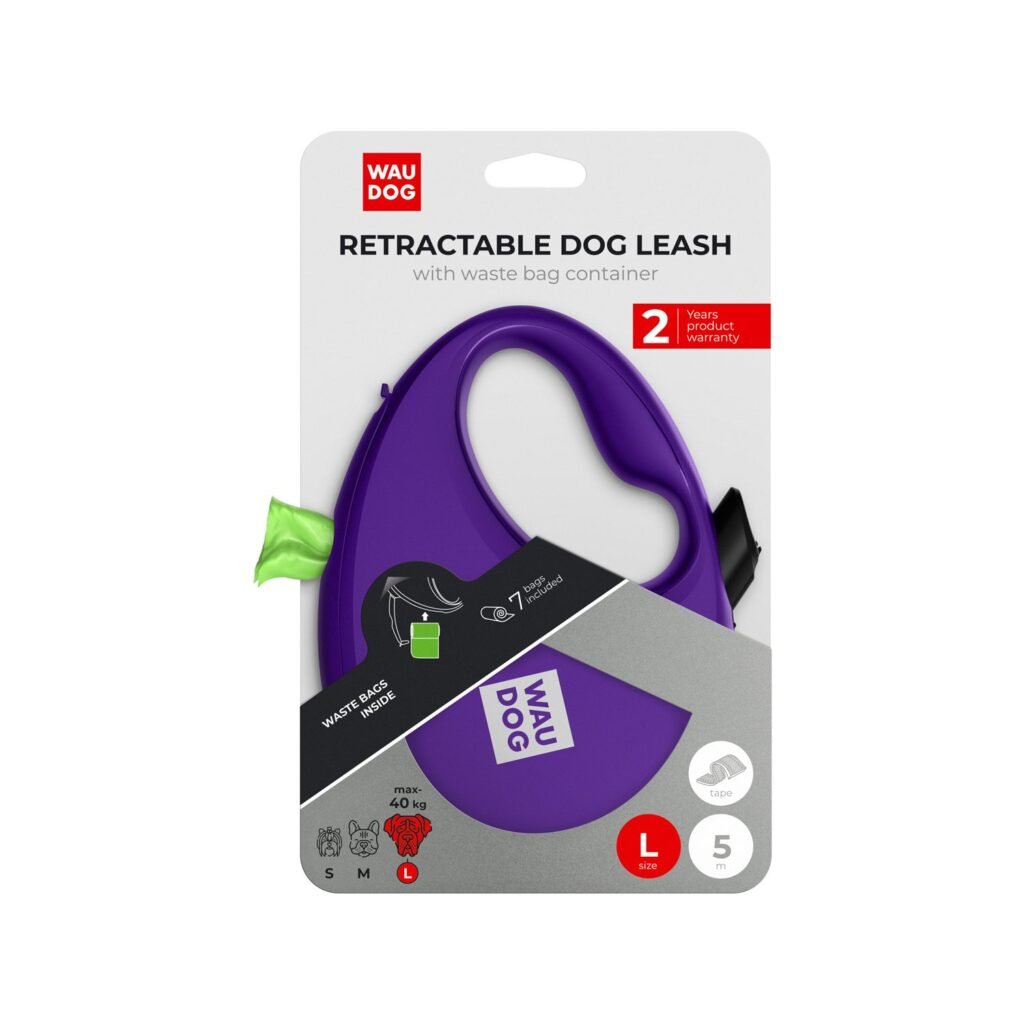 ძაღლის სატარებელი ამრეკლი ლენტით ზომა L 5მ  40კგ-მდე - ZooLife.ge