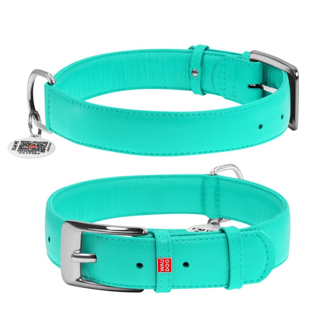 ძაღლის ტყავის საყელო QR პასპორტით ზომა XL 46-60სმ 35მმ - ZooLife.ge