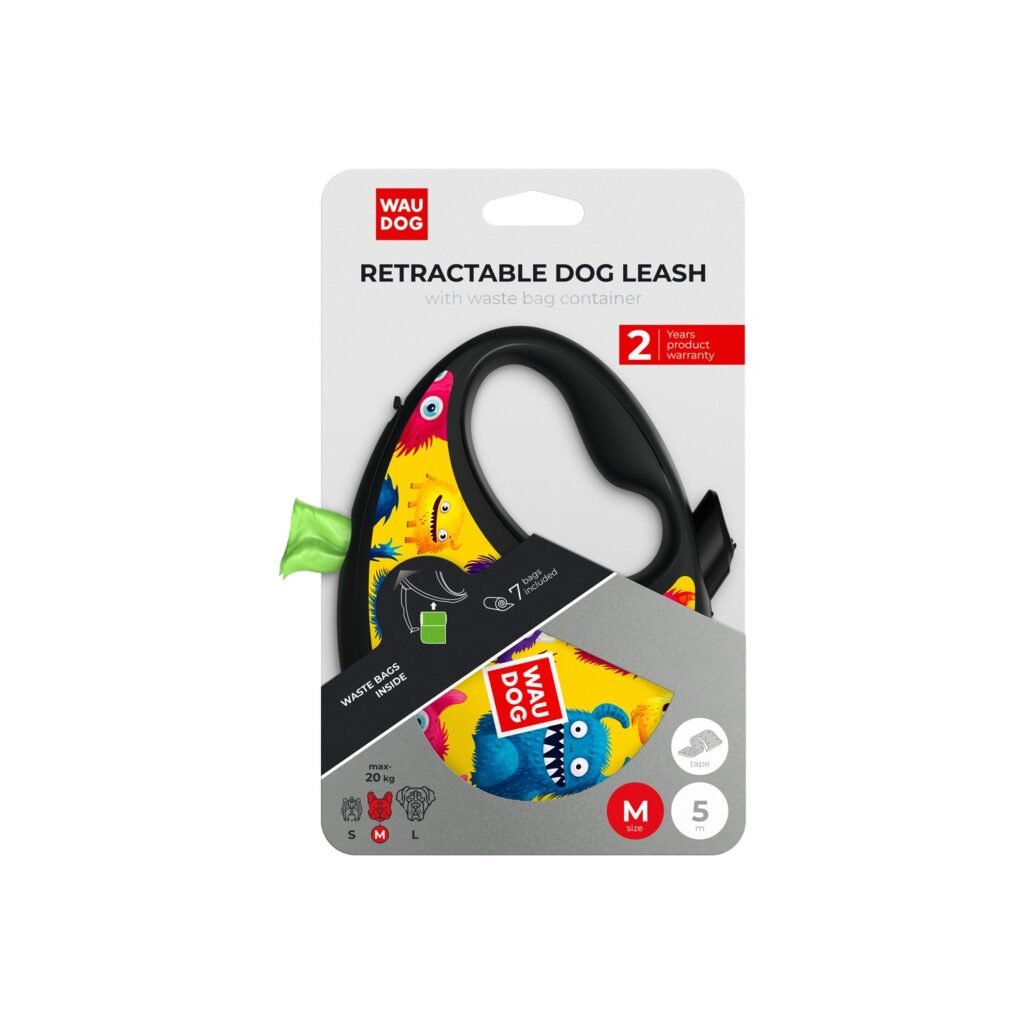 ძაღლის სატარებელი ამრეკლი ლენტით ზომა M 5მ 20კგ-მდე - ZooLife.ge