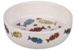 FEEDING BOWL CAT FISK CERAMIC ROUND WHITE M 13,5X13,5X4CM 375ML
