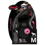 Flexi – ძაღლის სატარებელი რულეტკა შავი M 5მ 25კგ / Flexi new classic type black M 5m 25kg