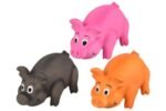 DOG TOY LATEX PIG DISPLAY ASS 3 COLOURS 12CM