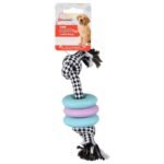 სათამაშო ლეკვებისთვის თოკი რეზინის რგოლებით 23სმ / DT LOEKIE PUPPY RINGS TPR BLUE/LILAC 23CM