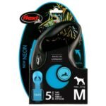 Flexi ძაღლის სატარებელი რულეტკა  M შავი/ლურჯი 5მ 25კგ / Flexi Retractable leash New Neon Tape Fluo blue 5m 25kg