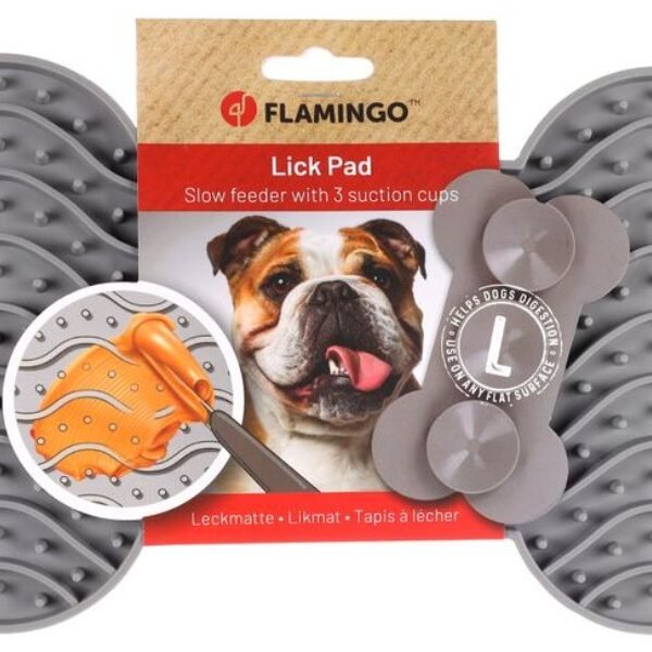 LICK PAD YUMMEE SILICONE BONE GREY L 29,8CM