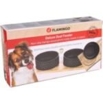 ორმაგი ჯამი მეტალის საჭმლისთვის და წყლისთვის ხის სადგამით დიამეტრი 15,5სმ,  2x840მლ