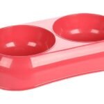 საკვებისა და სასმელის თასი კომბო მუკ ოვალური მარჯნისფერი წითელი 2x200მლ / Feeding and drinking bowl Combo Muk Oval Coral red 2x200ml