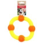 ძაღლის სათამაშო რგოლი ბურთებით ყვითელი/სტაფილოსფერი 19x19x4,9სმ / DT lipa tpu ring with balls yellow/orange 19x19x4,9cm