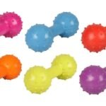 ძაღლის სათამაშო რეზინის ჰანტელი ზარით 12სმ / Dog Toy Rula Dumbbell Multiple colours 12cm