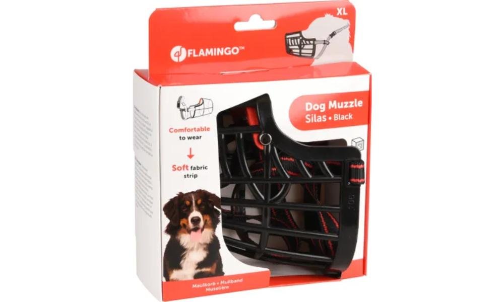 ძაღლის ალიკაპი პლასტმასის შავი - ზომა XL კისერი 45-62სმ / ცხვირი 6x9,5სმ / Mouthpiece of the dog Silas Negro size XL neck 45-62cm / nose 6x9,5cm - ZooLife.ge