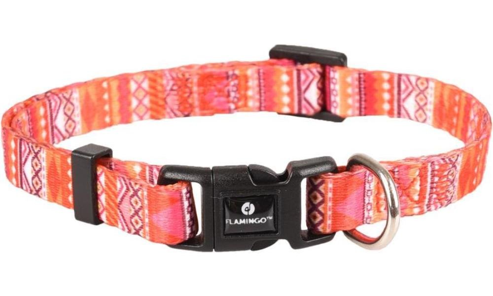 ძაღლის საყელო სტაფილოსფერი/ვარდისფერი/თეთრი XS 20-35სმ 10მმ/ Dog collar orange/pink/white XS 20-35cm 10mm - ZooLife.ge