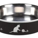 საკვებისა და სასმელის თასი შავი/ვერცხლისფერი 11,5სმ 160მლ / Feeding and drinking bowl Kena Round Black & Silver 11,5cm160ml