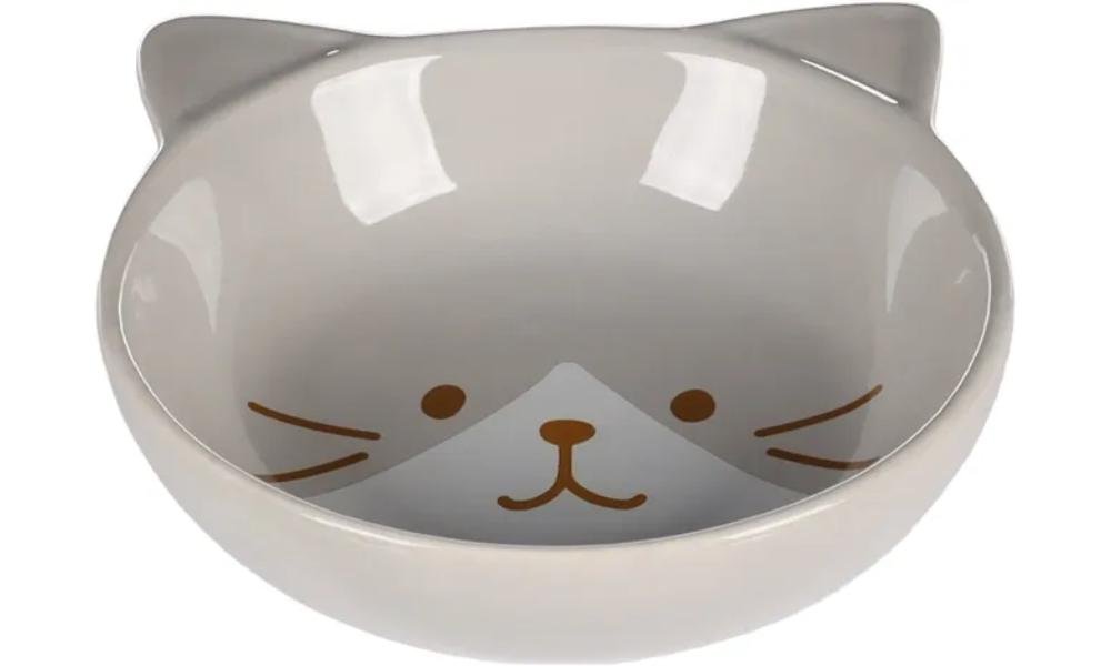 საკვებისა და სასმელის თასი ღია ნაცრისფერი 13,5x4სმ 280მლ / Feeding and drinking bowl Kapo Round Light grey  13,5x4cm 280ml - ZooLife.ge