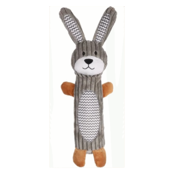DT GOMMY RABBIT CORDUROY + BOTTLE + SQUEAKER GREY 43CM