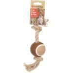 ძაღლის სათამაშო ჩოგბურთის ბურთი თოკით - ყავისფერი 28x6,4x6,4სმ /DT hemp kush knotted bone tennis brown 28x6,4x6,4cm