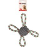 ძაღლის სათამაშო  ნაქსოვი თოკი+ ბურთი 25სმ / Dog Toy Riva Tug rope & Knotted ball Green 25cm