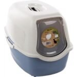 კატის დახურული ტუალეტი ლურჯი/თეთრი L / Cat toilet Lexie Blue/white L