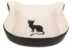 FEEDING BOWL CAT NALA CAT FACE CERAMIC BLACK-WHITE