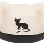 FEEDING BOWL CAT NALA CAT FACE CERAMIC BLACK-WHITE