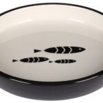 FEEDING AND DRINKING BOWL CAT SARDI CERAMIC BLACK-WHITE ROUND 250ML 15,5x3CM