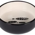FEEDING AND DRINKING BOWL CAT SARDI CERAMIC BLACK-WHITE ROUND 400ML 13,5x4,5CM