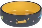FEEDING AND DRINKING BOWL CAT RANI CERAMIC YELLOW ROUND 380ML 13,5x4,5CM