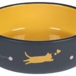 FEEDING AND DRINKING BOWL CAT RANI CERAMIC YELLOW ROUND 380ML 13,5x4,5CM