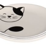 FEEDING DISH CAT RAVI CERAMIC BLACK-WHITE ROUND 80ML 13,5x2CM